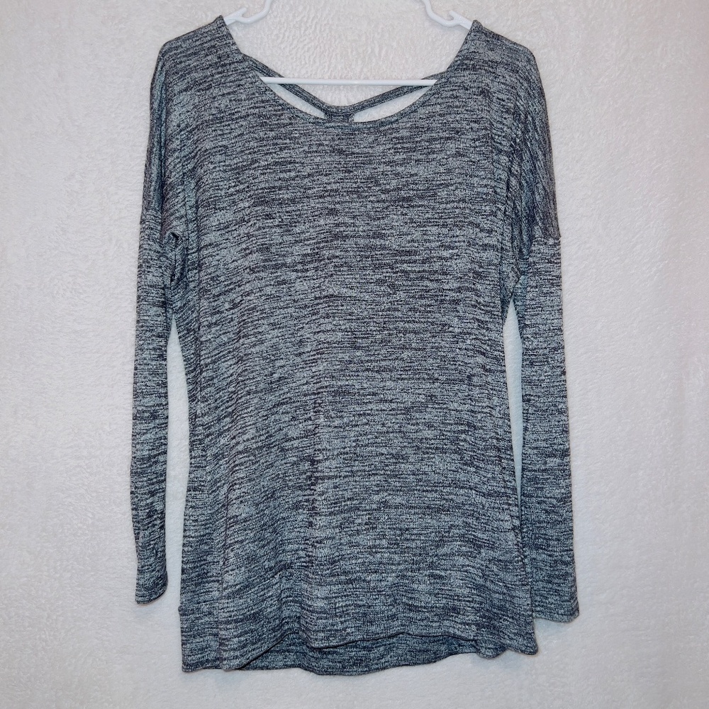 Athleta Heather Gray Long Sleeve Open Back Sweater size medium